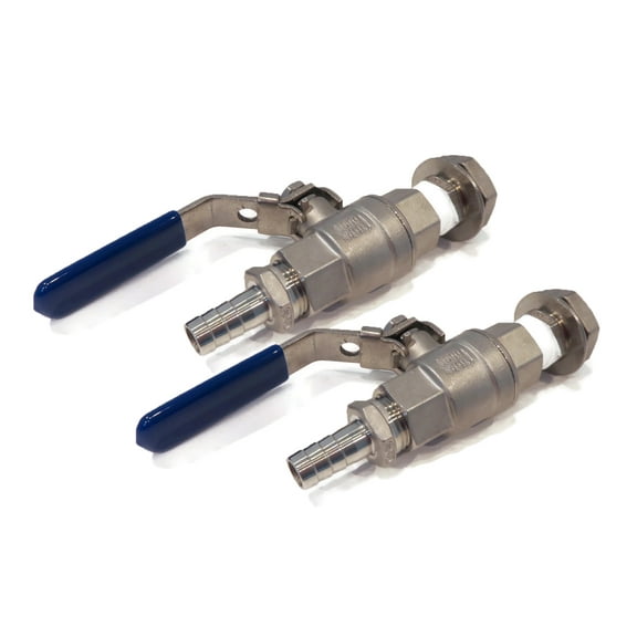 The ROP Shop (Pack of 2) 1/2" Stainless Steel Ball Valve with Hose Barb & Weldless Bulkhead