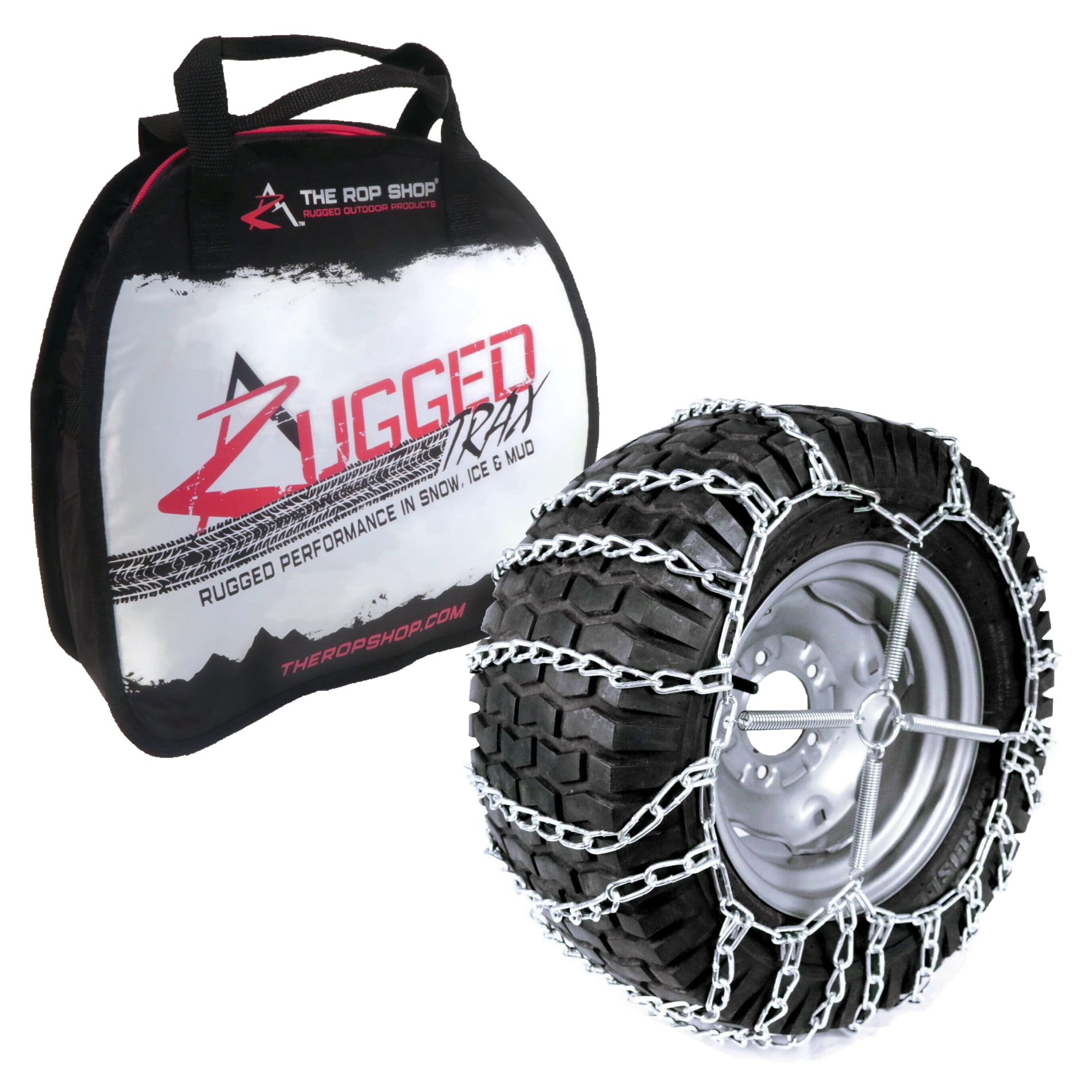 The ROP Shop Pair of 4 Link Tire Chains & Tensioners For Husqvarna Snow Blower Fits 22.5x12x9