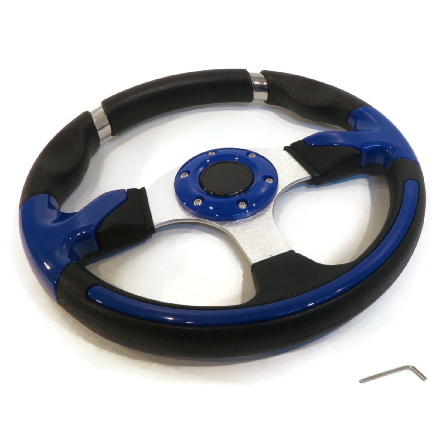 The ROP Shop Universal 13" Steering Wheel Blue & Chrome, Formula GT Style with 2 1/8" Center