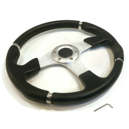 The ROP Shop Universal 14" Steering Wheel Black/Chrome, Formula GT Style for Control Handling