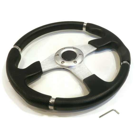 The ROP Shop Universal 14" Steering Wheel Black/Chrome, Formula GT Style for Control Handling