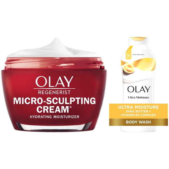 The Radiant & Pampered Bundle: Olay Regenerist Micro-Sculpting Cream & Olay Ultra Moisture Body Wash