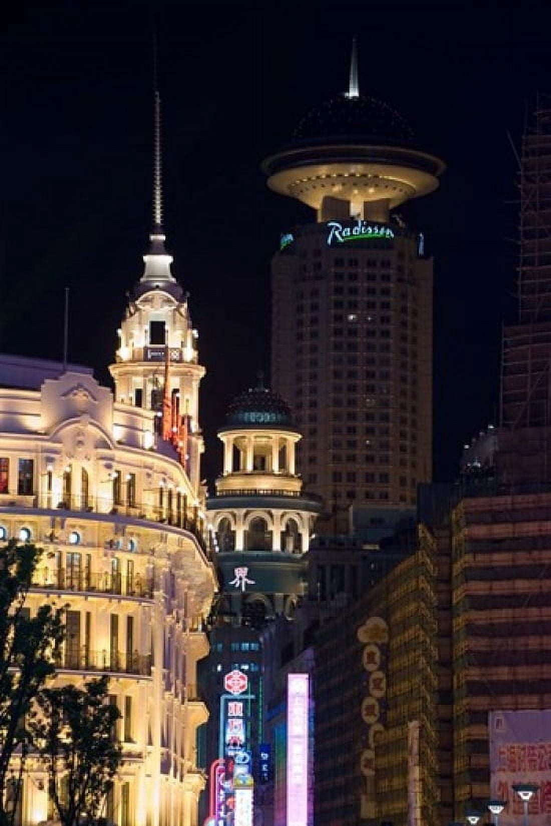 The Radisson Hotel and Neon-Lit Shopping District along Nanjing Road Shanghai China Canvas Art - Paul Souders DanitaDelimont (25 x 36)