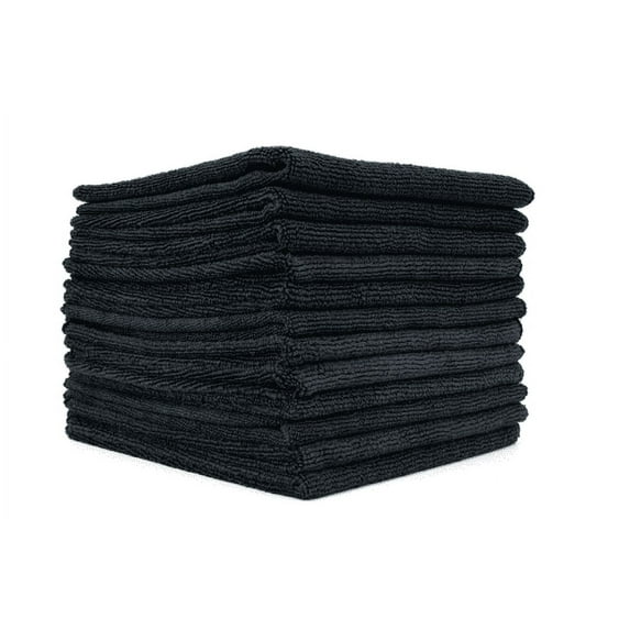 The Rag Company 51616-TERRY-BLK 16x16 All-Purpose Microfiber Towel BLACK 10 PACK