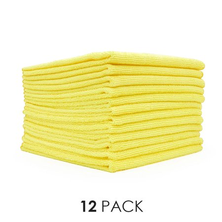 The Rag Company 51616-TERRY-YEL 16x16 All-Purpose Microfiber Towel Yellow 12PACK