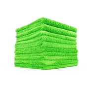 The Rag Company - Creature Edgeless- Microfiber Towels For Cars - 420gsm, 16in x 16in, Lime Green (10 Pack)