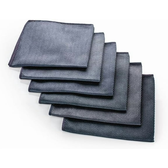 The Rag Company - Diamond Weave Glass and Window Detailing Towels - Lint-Free, 280 GSM, 16 x 16 in, Black, 5-Pack