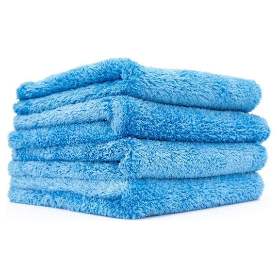 The Rag Company - Eagle Edgeless 500 - Microfiber Towels For Cars - 500gsm, 16in x 16in, Blue (4 Pack)