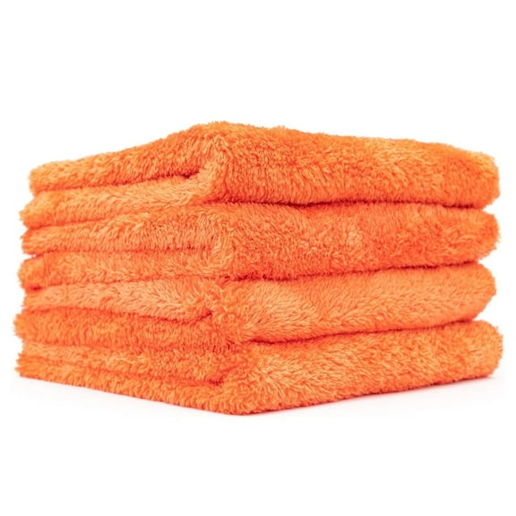 The Rag Company - Eagle Edgeless 500 - Microfiber Towels For Cars - 500gsm, 16in x 16in, Orange (4 Pack)