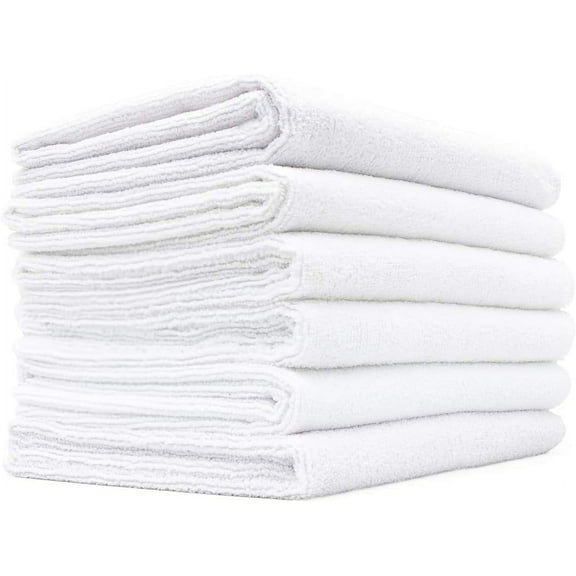 The Rag Company Microfiber Spa and Yoga Towel - Gym Towels - 320gsm, 16in x 27in, White(6 Pack)