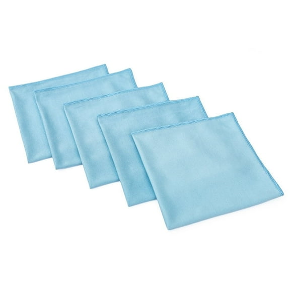 The Rag Company - Premium Glass Towel - Drying Towels Car Detailing - 350gsm, 16in x 16in, Light Blue (5 Pack)