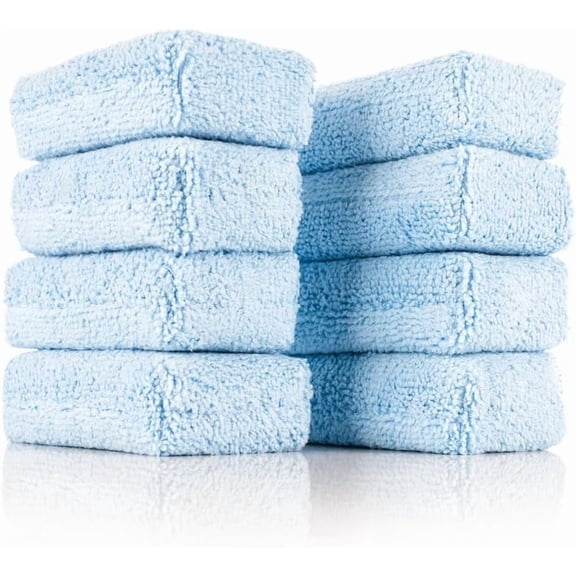 The Rag Company - Terry Sponge Applicator Pads - 2in x 4in - Light Blue - 8 Pack