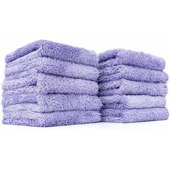 The Rag Company The Eaglet 350 Professional Korean 70/30 Blend Microfiber Detailing Towels, 350gsm, 8in x 8in, Lavender, 10-Pack