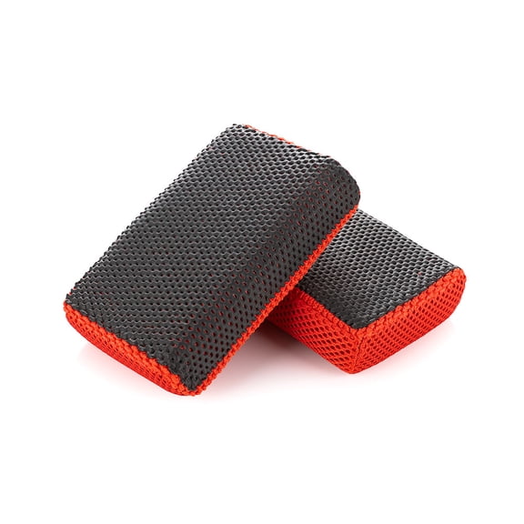 The Rag Company - Ultra Clay Scrubber - Fine Grade Clay Bar Alternative, 4" x 6", Black/Red - 2 Pack