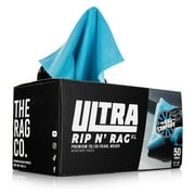 The Rag Company - Ultra Rip N' Rag XL Premium Reusable Pearl-Weave Microfiber Cleaning Cloth - 16in x 16in - 50 Count - Blue