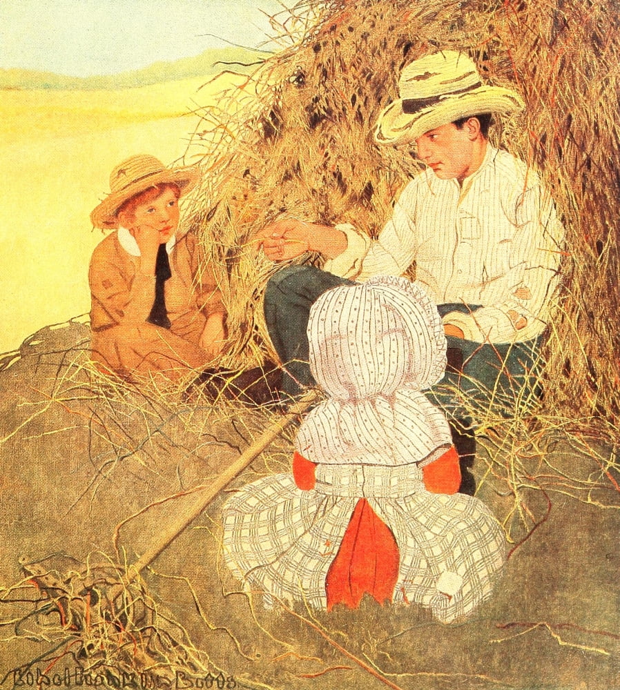 The Raggedy Man 1907 Stories in the hay Canvas Art - Ethel Franklin Betts (18 x 24)