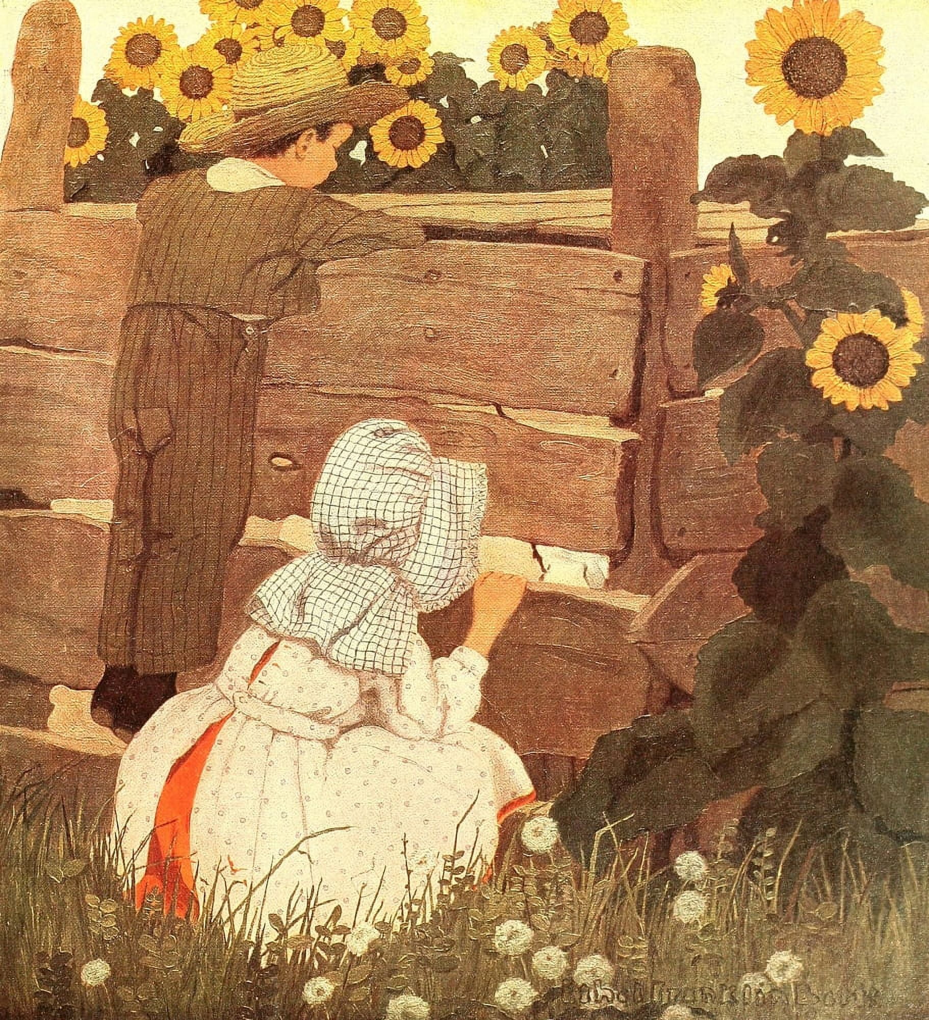The Raggedy Man 1907 Sunflowers Canvas Art - Ethel Franklin Betts (18 x 24)