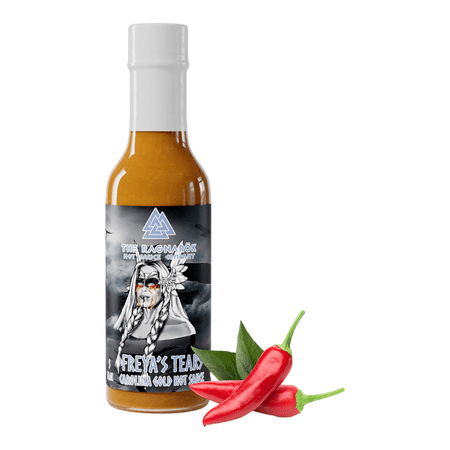 The Ragnarok Hot Sauce Company Freya's Tears Carolina Gold Hot Sauce - Sweet and Spicy Habanero Organic Mustard Cayenne Pepper Infused with Brown Sugar, Turmeric, and Carolina-Style Flair - 5oz Bottle
