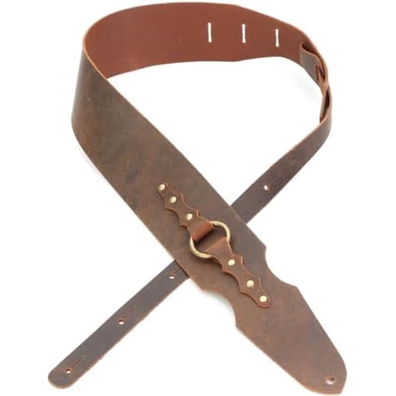 The Ragnarok Viking Series Leather Guitar Strap - Brown$$Music