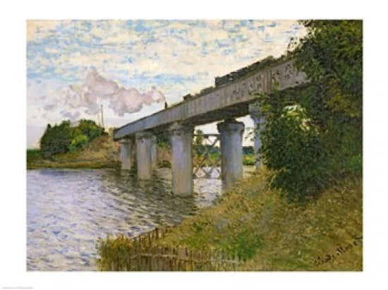 The Railway Bridge at Argenteuil c1873-4 Canvas Art - Claude Monet (24 x 18)