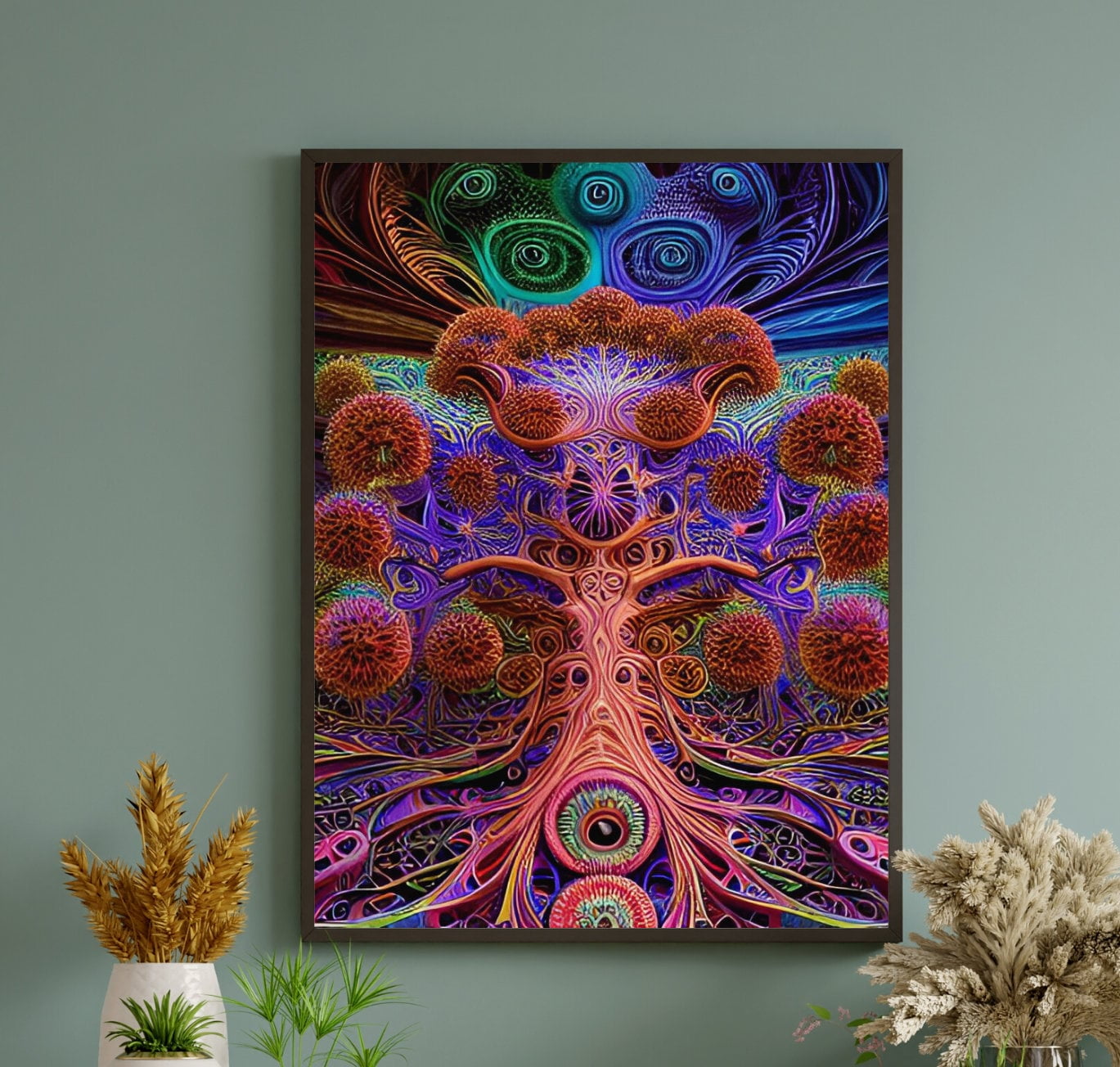 The Rainbow Forest" Psychedelic Tree Canvas Wall Art