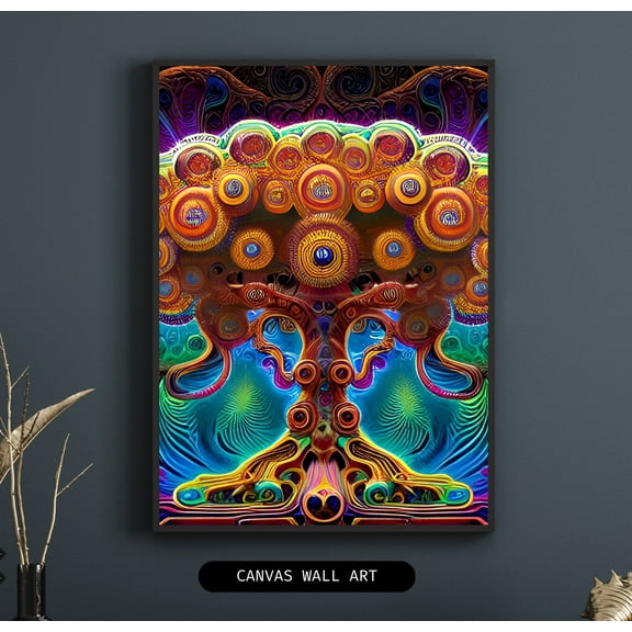 The Rainbow Redwood Forest - Psychedelic Tree Canvas Wall Art