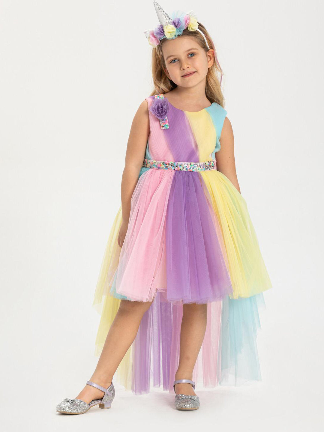 Seasons Rainbow Unicorn Dress Up Costume For Kids, Medium (8-10 Years)