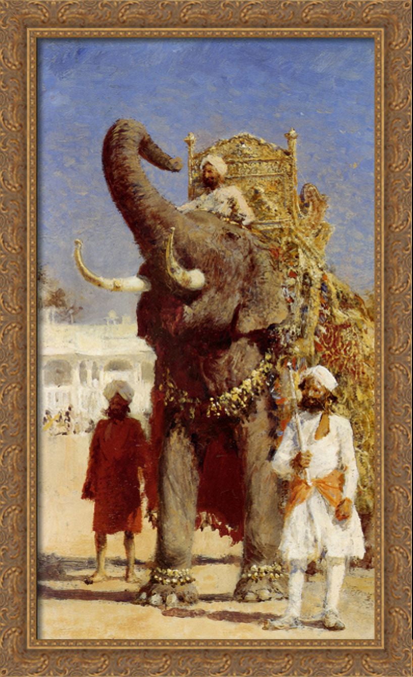 The Rajahs Elephant 24x40 Large Gold Ornate Wood Framed Canvas Art by ...