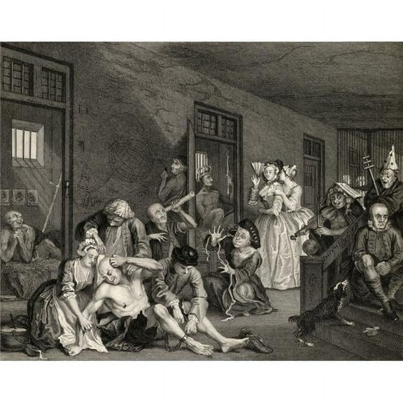 The Rakes Progress Scene In Bedlam From The Original Picture By Hogarth From The Works Of Hogarth Published London 1833