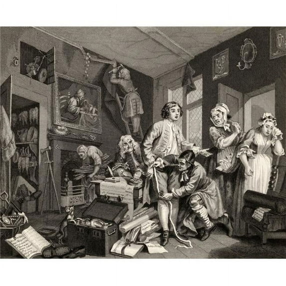 The Rakes Progress The Young Heir Takes Possession Of The Misers Effects From The Original Picture By Hogarth From The W