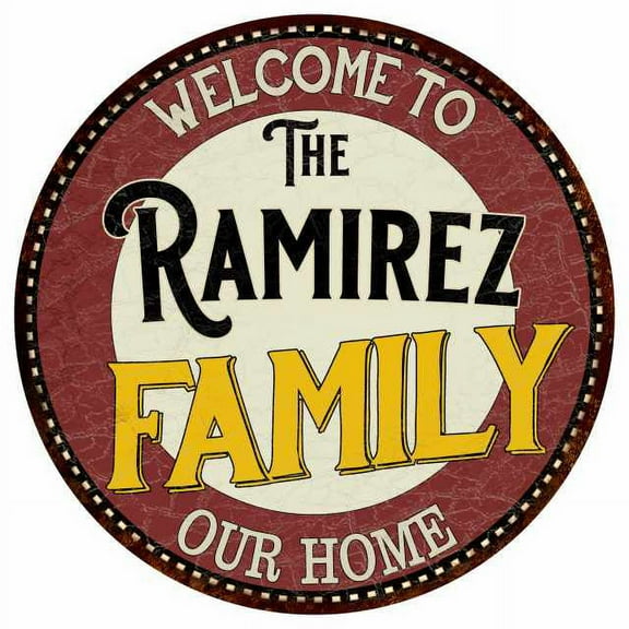 The Ramirez Family 14" Round Metal Sign Kitchen Game Room Decor 100140038043