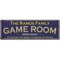 thumbnail image 1 of The Ramos Family Blue Game Room Metal 6x18 Sign 106180037176, 1 of 1