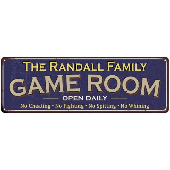 The Randall Family Blue Game Room Metal 6x18 Sign 106180037740
