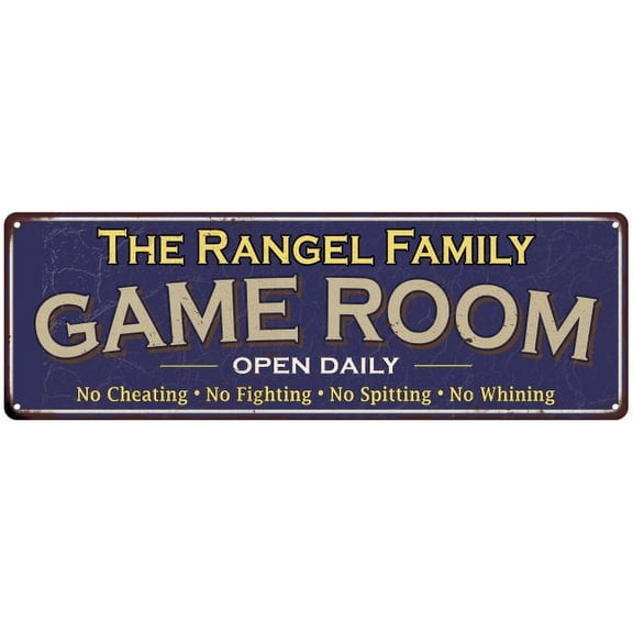 The Rangel Family Gift Blue Game Room Metal 6x18 Sign 206180037554
