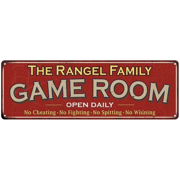 The Rangel Family Red Game Room Metal 8x24 Sign 108240038554