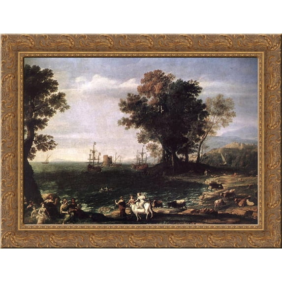 The Rape of Europa 24x20 Gold Ornate Wood Framed Canvas Art by Lorrain, Claude