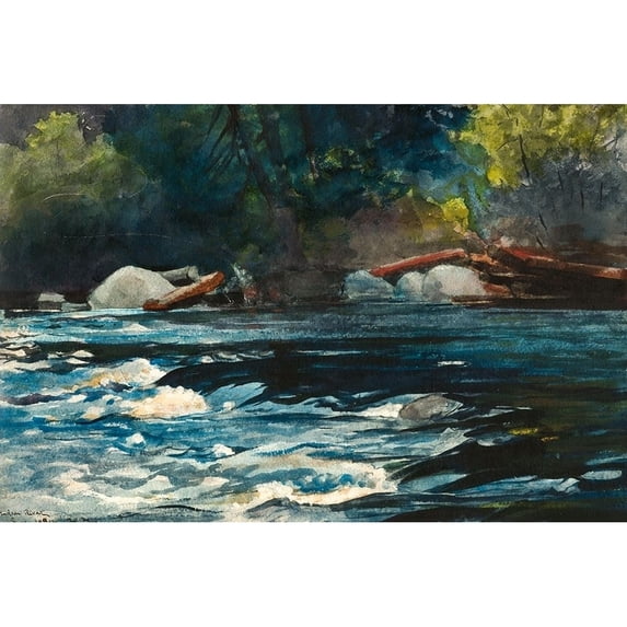 The Rapids, Hudson River, Adirondacks Poster Print by Winslow Homer (36 x 24) # 56227