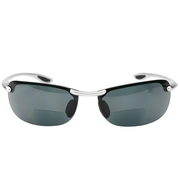 "The Raptor" Polarized Bifocal Lightweight Sunglasses for Men and Women - Silver - 1.50