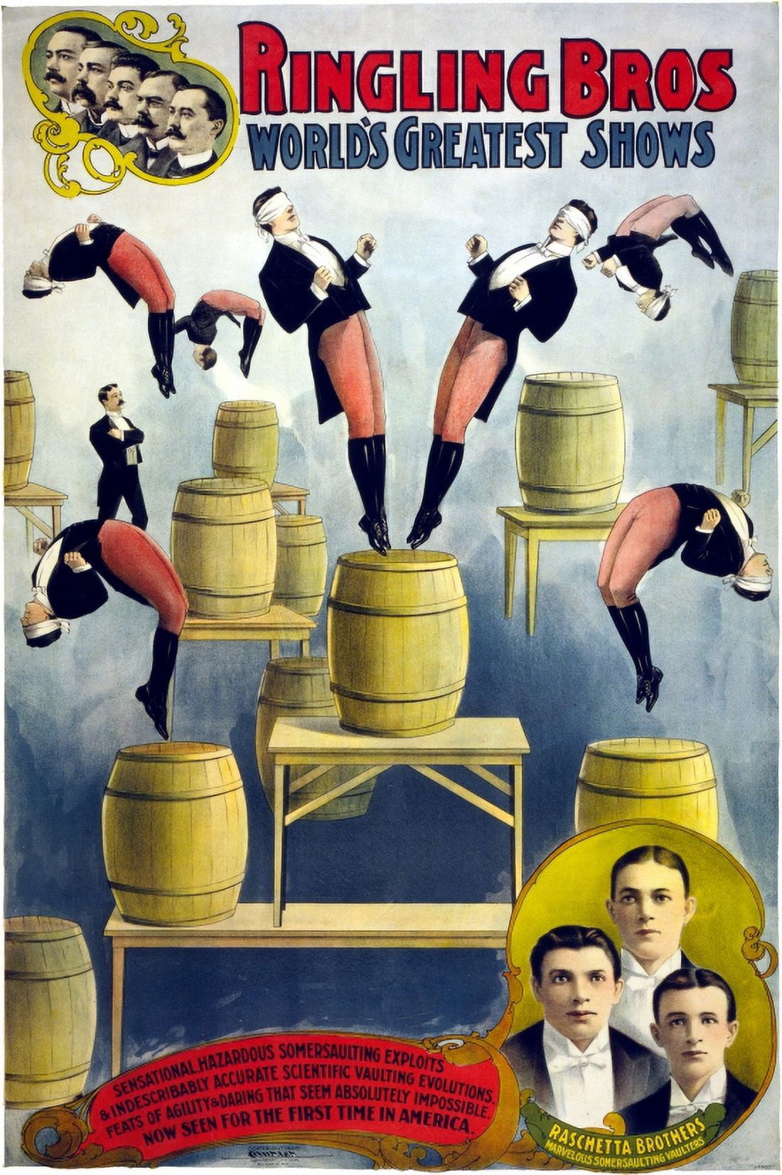 The Raschetta Brothers - Marvelous Somersaulting Vaulters Circus Canvas Art - (24 x 36)