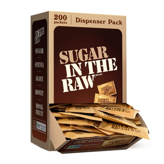 The Raw Turbinado Cane Packets 200 Ct Box 1 Pack Pure All-Natural Non-Gmo Project Verified Kosher...