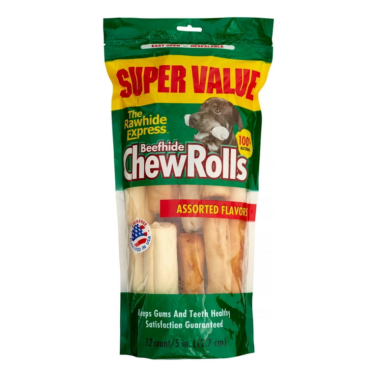 The Rawhide Express Assorted Flavored Rolls Recipe Chews Dog Treat 5