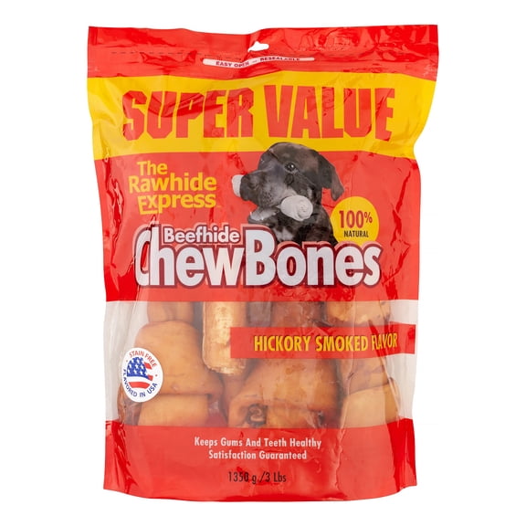 The Rawhide Express Assorted Hickory Recipe Chews Dog Treat, 3 Lb