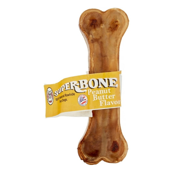 The Rawhide Express Super Bone Peanut Butter Press Rawhide Roll Recipe Bone Dog treat, 4-5"