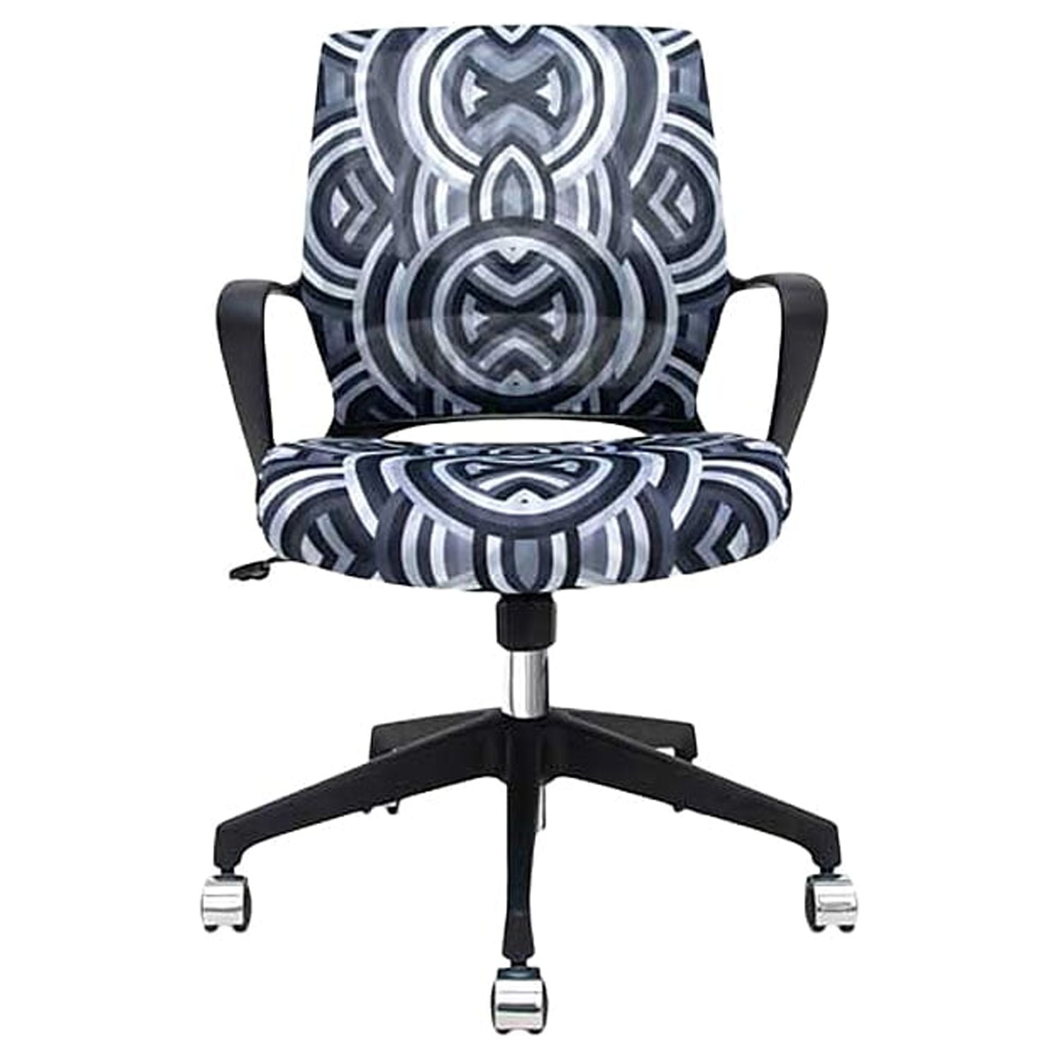 Echo Silver Swivel Task Chair with Black Mesh and Leather
