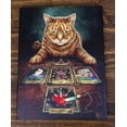 thumbnail image 1 of The Reader Fortune Teller Witching Cat With Tarots Wood Framed Canvas Wall Decor, 1 of 5