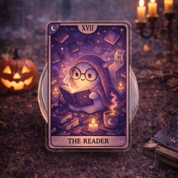 The Reader Tarot Card MagSafe Phone Grip: Cute Reading Ghost Magnetic Phone Holder, Cozy BookTok Reader Aesthetic Gift, Phone