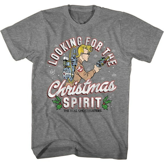 The Real Ghostbusters Christmas Spirit Graphite Heather Adult T-Shirt