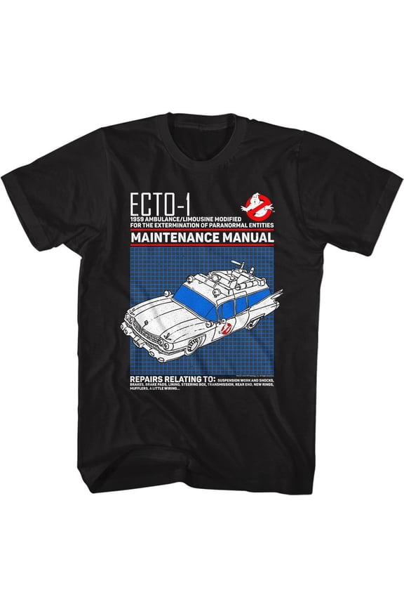 The Real Ghostbusters ECTO1 Manual Black Adult T-Shirt