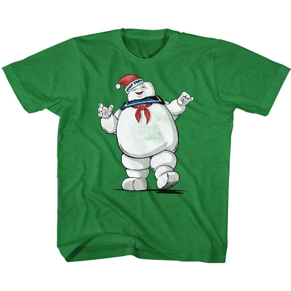 The Real Ghostbusters Merry Mr. Stay Puft Vintage Green Youth T-Shirt