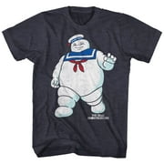 The Real Ghostbusters Mr Stay Puft 2 Navy Heather Adult T-Shirt 2Xl
